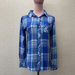 Rails Purple and Blue Plaid Button Up Collar Longsleeve Top Womens Size XS